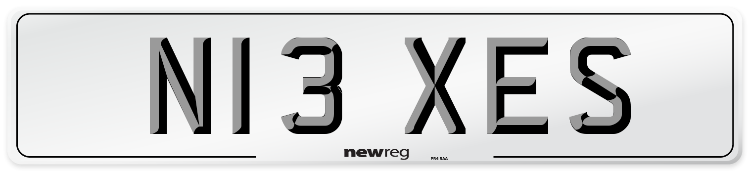N13 XES Number Plate from New Reg